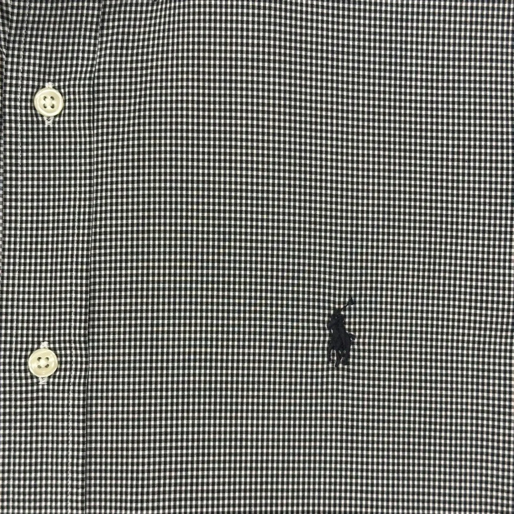 Polo Ralph Lauren Dress Shirt Men 16.5 L Classic Fit Black Gingham Long Sleeve